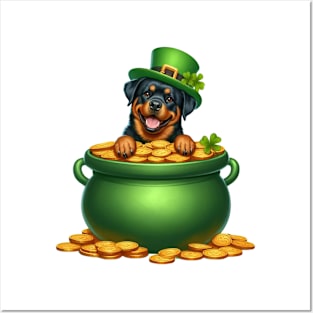 St Patricks Day Rottweiler Dog Posters and Art